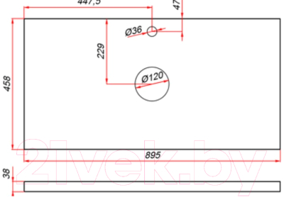 Столешница для ванной ЗОВ HPL 38 / CHPL38T895458C1 (туя)