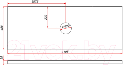 Столешница для ванной ЗОВ HPL 38 / CHPL38T1195458C1 (туя)