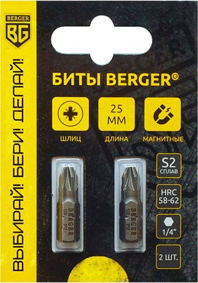 Набор бит BERGER PZ1x25мм S2 / BG2424