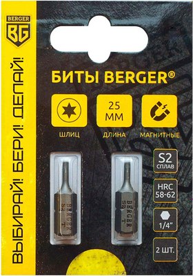 Набор бит BERGER Torx 7x25мм S2 / BG2386
