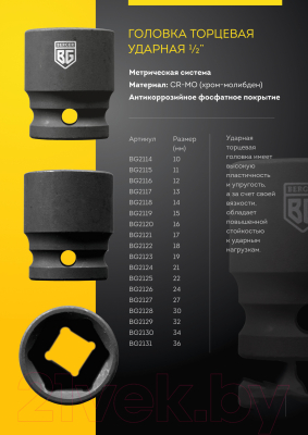 Головка слесарная BERGER 1/2