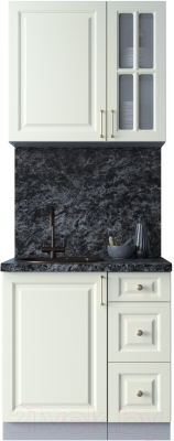 Кухонный гарнитур Интерлиния Мила Шато 0.8А (белый/белый/кастилло темный) - фото