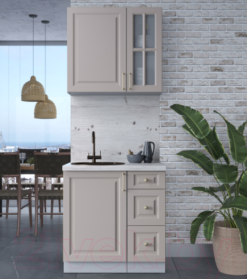 Кухонный гарнитур Интерлиния Мила Шато 0.8А (луна/луна/бискайская сосна)