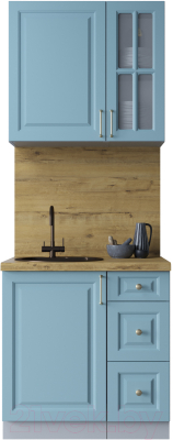 Кухонный гарнитур Интерлиния Мила Шато 0.8А (океан/океан/дуб бунратти) - фото