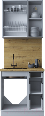 Кухонный гарнитур Интерлиния Мила Шато 0.8А (океан/океан/дуб бунратти)
