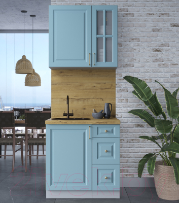 Кухонный гарнитур Интерлиния Мила Шато 0.8А (океан/океан/дуб бунратти)