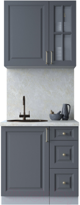 Кухонный гарнитур Интерлиния Мила Шато 0.8А (пепел/пепел/опал светлый) - фото