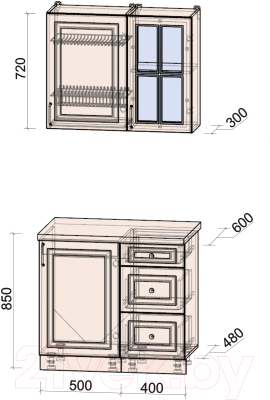 Готовая кухня Интерлиния Мила Шато 0.9А