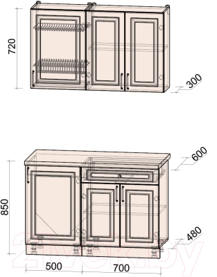 Готовая кухня Интерлиния Мила Шато 1.2А