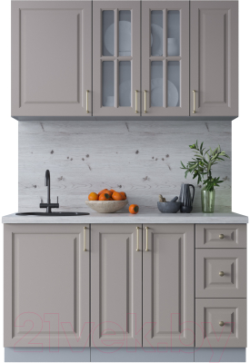 Кухонный гарнитур Интерлиния Мила Шато 1.4А (луна/луна/бискайская сосна) - фото