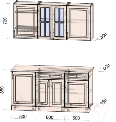 Готовая кухня Интерлиния Мила Шато 1.6А