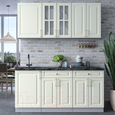 Кухонный гарнитур Интерлиния Мила Шато 1.7А (белый/белый/кастилло темный)