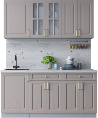 Кухонный гарнитур Интерлиния Мила Шато 1.7А (луна/луна/бискайская сосна) - фото