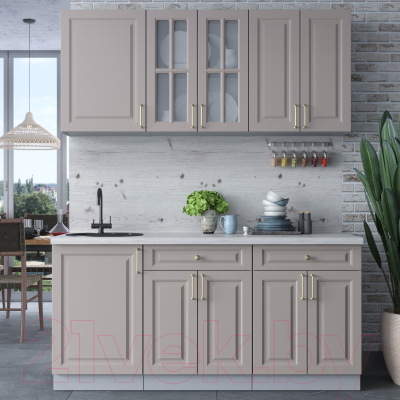 Кухонный гарнитур Интерлиния Мила Шато 1.7А (луна/луна/бискайская сосна)