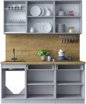 Кухонный гарнитур Интерлиния Мила Шато 1.7А (океан/океан/дуб бунратти)