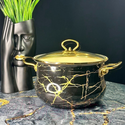 Кастрюля Lenardi Черный мрамор 776-058