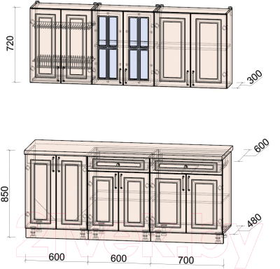 Готовая кухня Интерлиния Мила Шато 1.9А