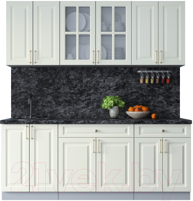 Кухонный гарнитур Интерлиния Мила Шато 2.0А (белый/белый/кастилло темный) - фото