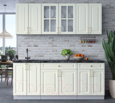 Кухонный гарнитур Интерлиния Мила Шато 2.0А (белый/белый/кастилло темный)