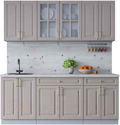 Кухонный гарнитур Интерлиния Мила Шато 2.0А (луна/луна/бискайская сосна) - фото
