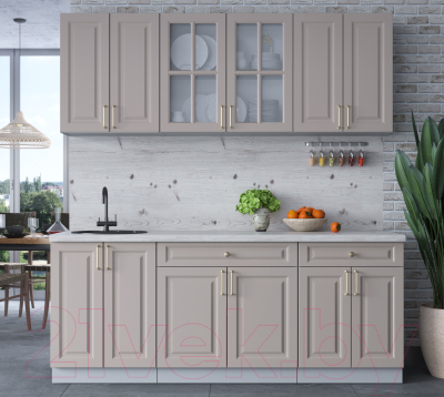 Кухонный гарнитур Интерлиния Мила Шато 2.0А (луна/луна/бискайская сосна)