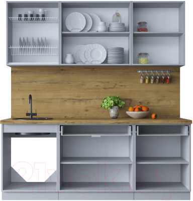 Кухонный гарнитур Интерлиния Мила Шато 2.0А (мята/мята/дуб бунратти)
