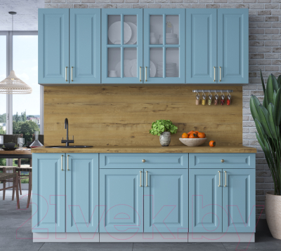 Кухонный гарнитур Интерлиния Мила Шато 2.0А (океан/океан/дуб бунратти)