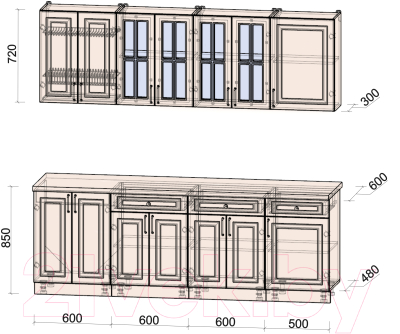 Готовая кухня Интерлиния Мила Шато 2.3А