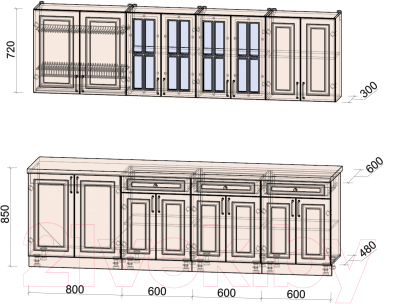 Готовая кухня Интерлиния Мила Шато 2.6А