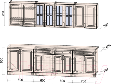Готовая кухня Интерлиния Мила Шато 2.7А