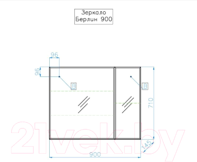 Шкаф с зеркалом для ванной Style Line Берлин универсальный 90см