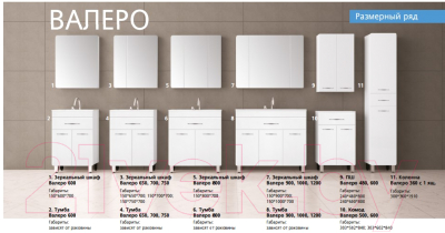 Шкаф с зеркалом для ванной Style Line Валеро 60см (без подсветки)