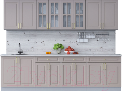 Кухонный гарнитур Интерлиния Мила Шато 2.8А (луна/луна/бискайская сосна) - фото