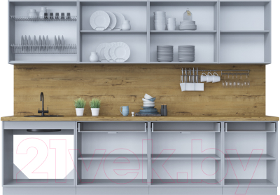 Кухонный гарнитур Интерлиния Мила Шато 3.0А (мята/мята/дуб бунратти)