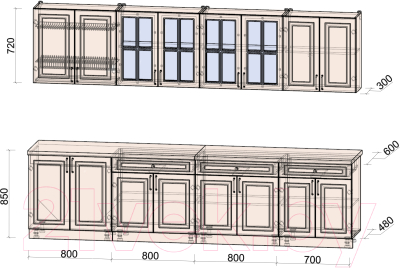 Готовая кухня Интерлиния Мила Шато 3.1А
