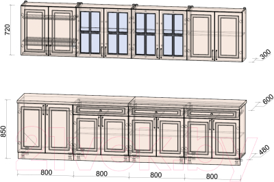 Готовая кухня Интерлиния Мила Шато 3.2А