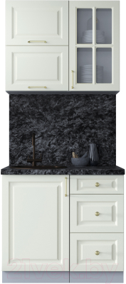 Кухонный гарнитур Интерлиния Мила Шато 0.9Б (белый/белый/кастилло темный) - фото