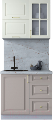 Кухонный гарнитур Интерлиния Мила Шато 0.9Б (белый/луна/серый каспий) - фото