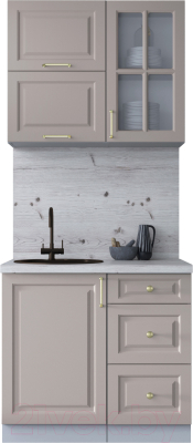 Кухонный гарнитур Интерлиния Мила Шато 0.9Б (луна/луна/бискайская сосна) - фото