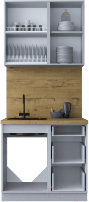 Кухонный гарнитур Интерлиния Мила Шато 0.9Б (мята/мята/дуб бунратти)