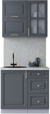 Кухонный гарнитур Интерлиния Мила Шато 0.9Б (пепел/пепел/опал светлый) - фото