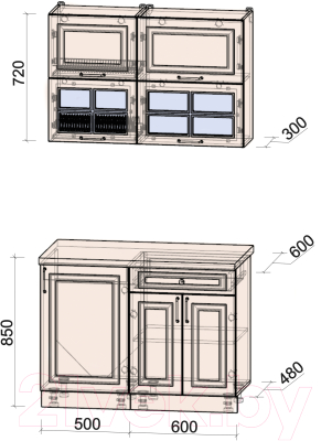 Готовая кухня Интерлиния Мила Шато 1.1Б