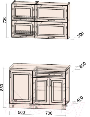Готовая кухня Интерлиния Мила Шато 1.2Б