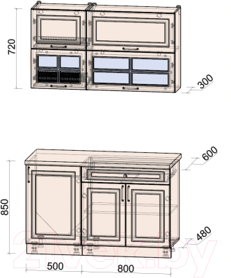 Готовая кухня Интерлиния Мила Шато 1.3Б