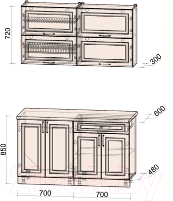 Готовая кухня Интерлиния Мила Шато 1.4Б
