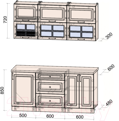 Готовая кухня Интерлиния Мила Шато 1.7Б