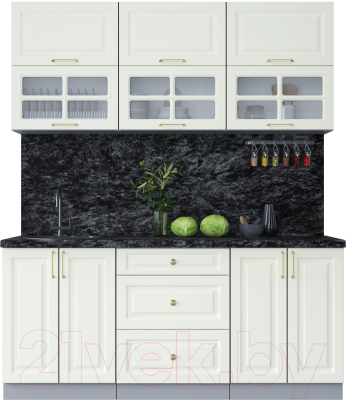 Кухонный гарнитур Интерлиния Мила Шато 1.8Б (белый/белый/кастилло темный) - фото