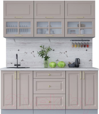 Кухонный гарнитур Интерлиния Мила Шато 1.8Б (луна/луна/бискайская сосна) - фото