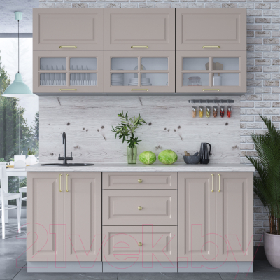 Кухонный гарнитур Интерлиния Мила Шато 1.8Б (луна/луна/бискайская сосна)