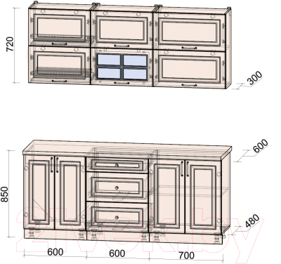 Готовая кухня Интерлиния Мила Шато 1.9Б